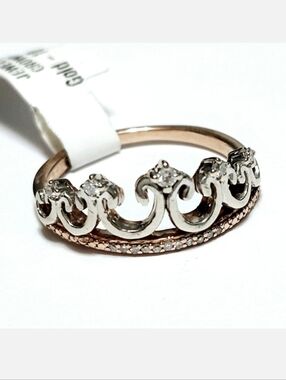 10K Gold Diamond Crown Tiara Ring